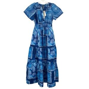 Anthropologie Somerset Maxi Dress Blue Patchwork New